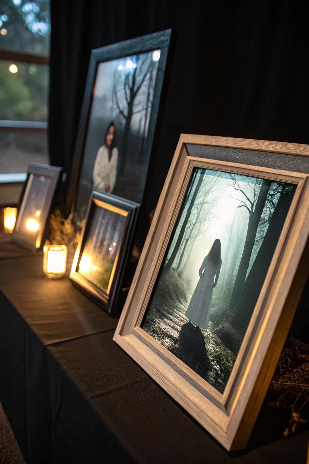 Phantom photo frames for a ghostly family portrait.