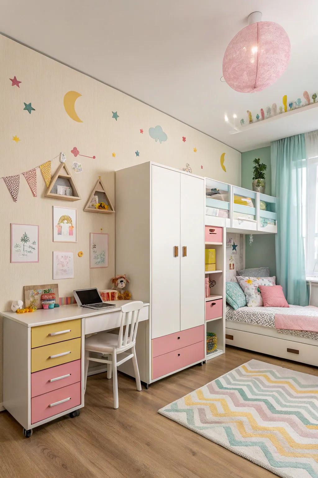 A strategically designed room adapting to a growing child.
