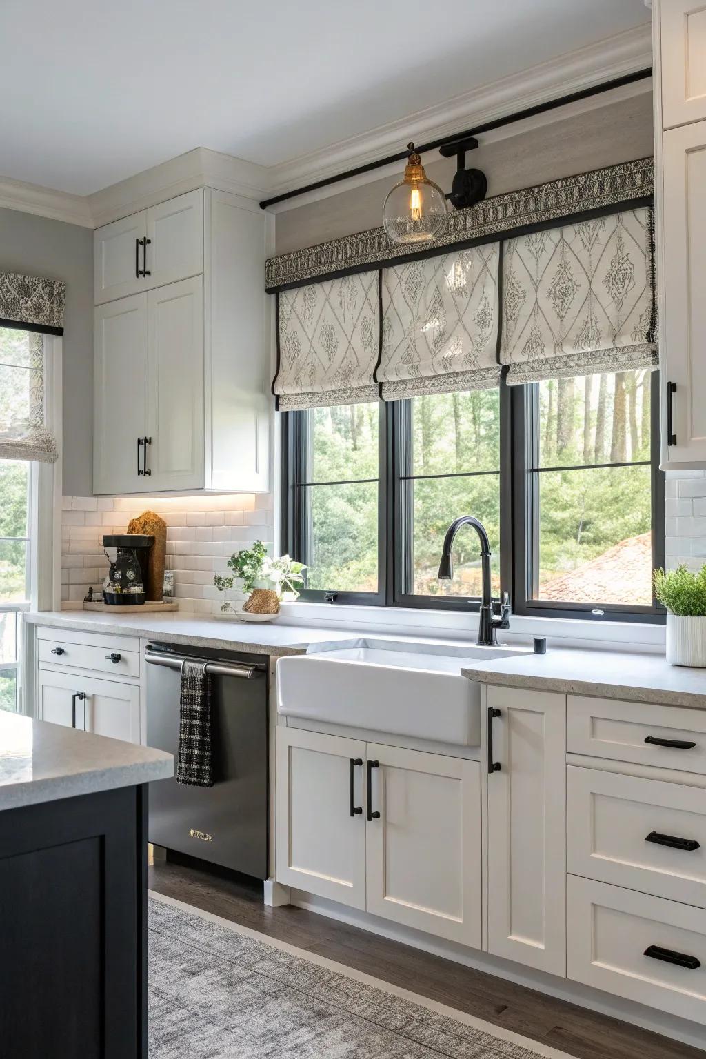 Matte black hardware offers a modern, consistent kitchen style.