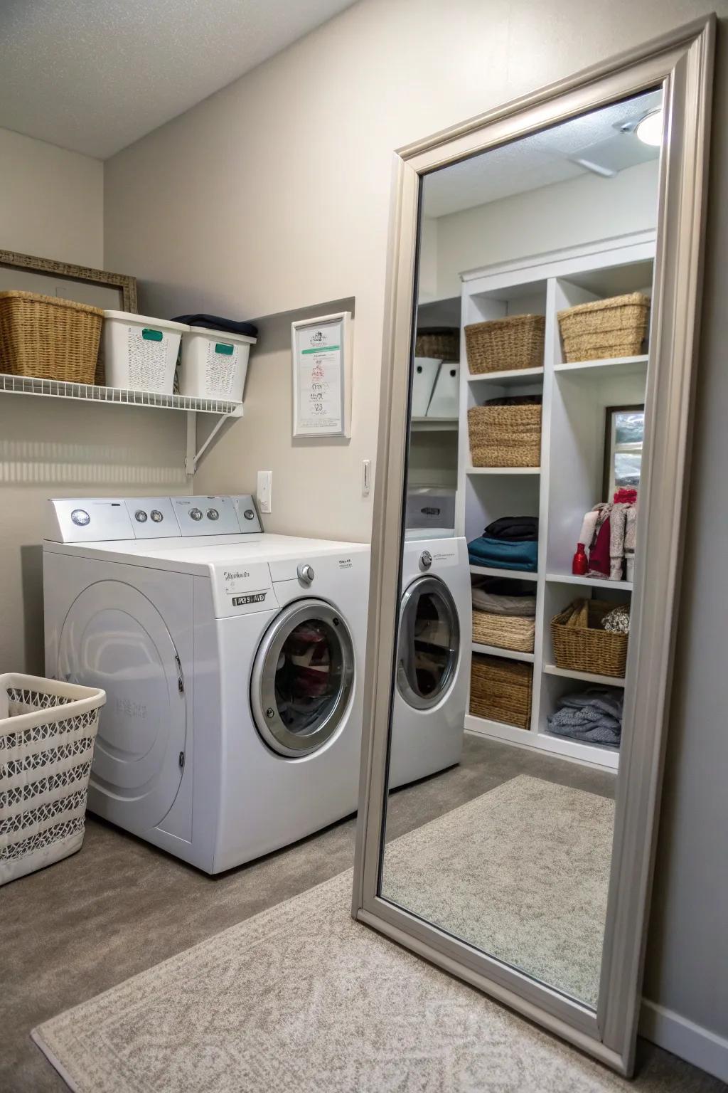 Enlarge your room visually using mirrored surfaces.