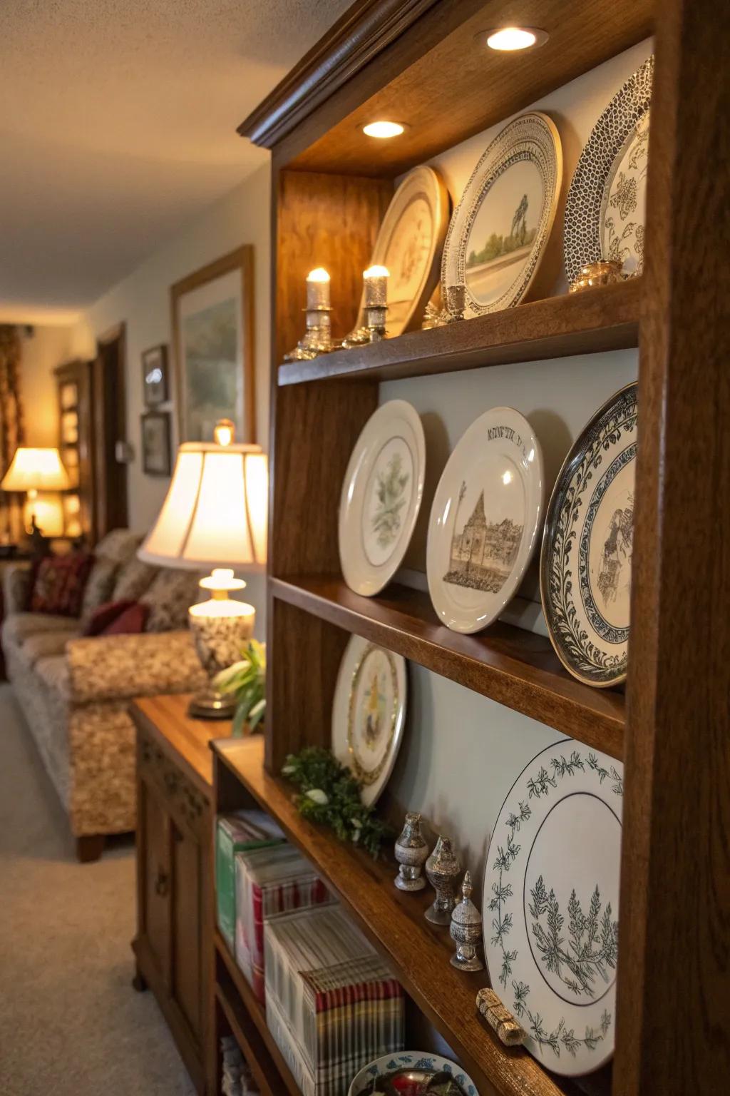 A commemorative display of plates, capturing life's milestones and growth.