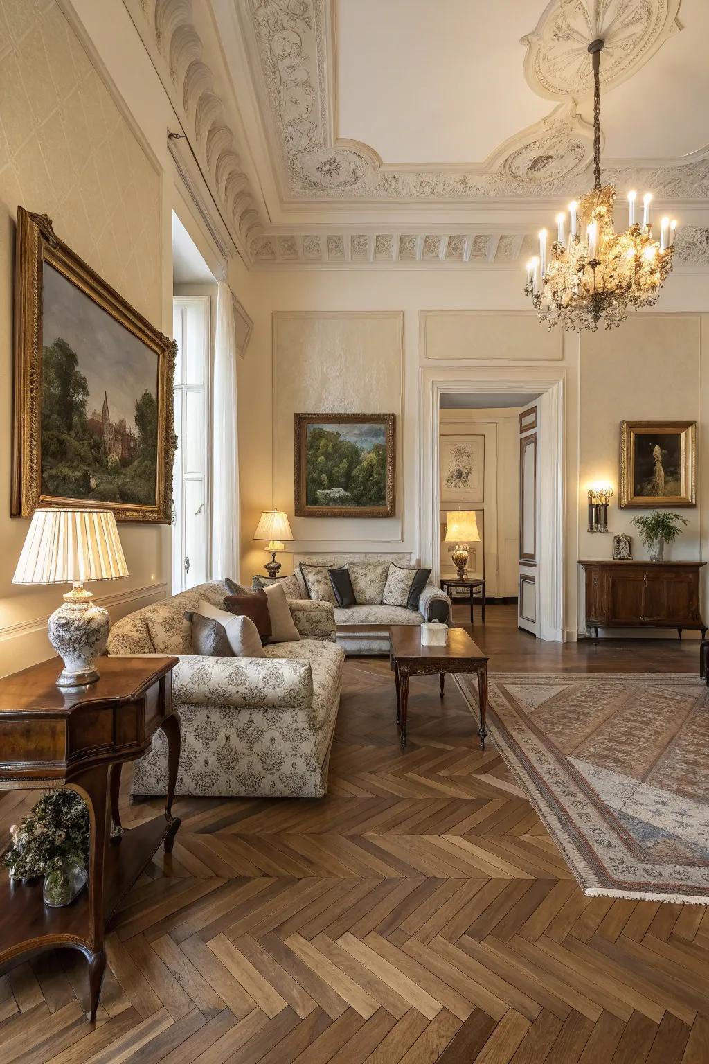 Angled wood designs offer timeless elegance and visual interest.