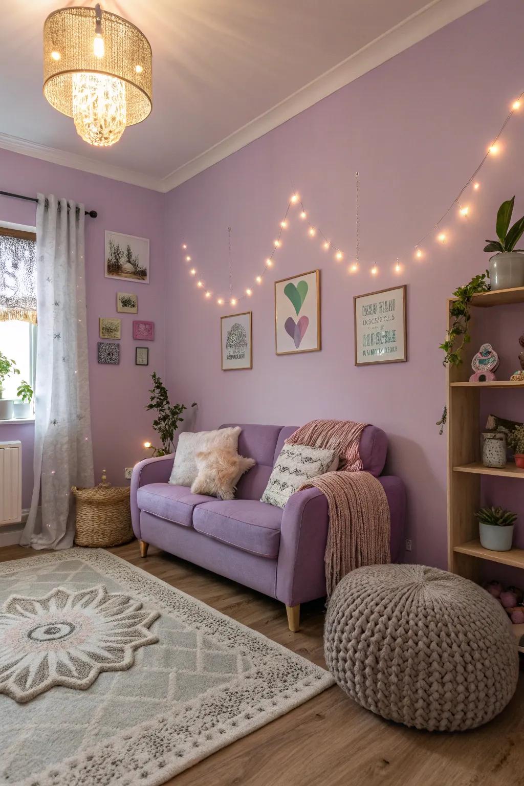 Lavender adds a whimsical and subtle allure.