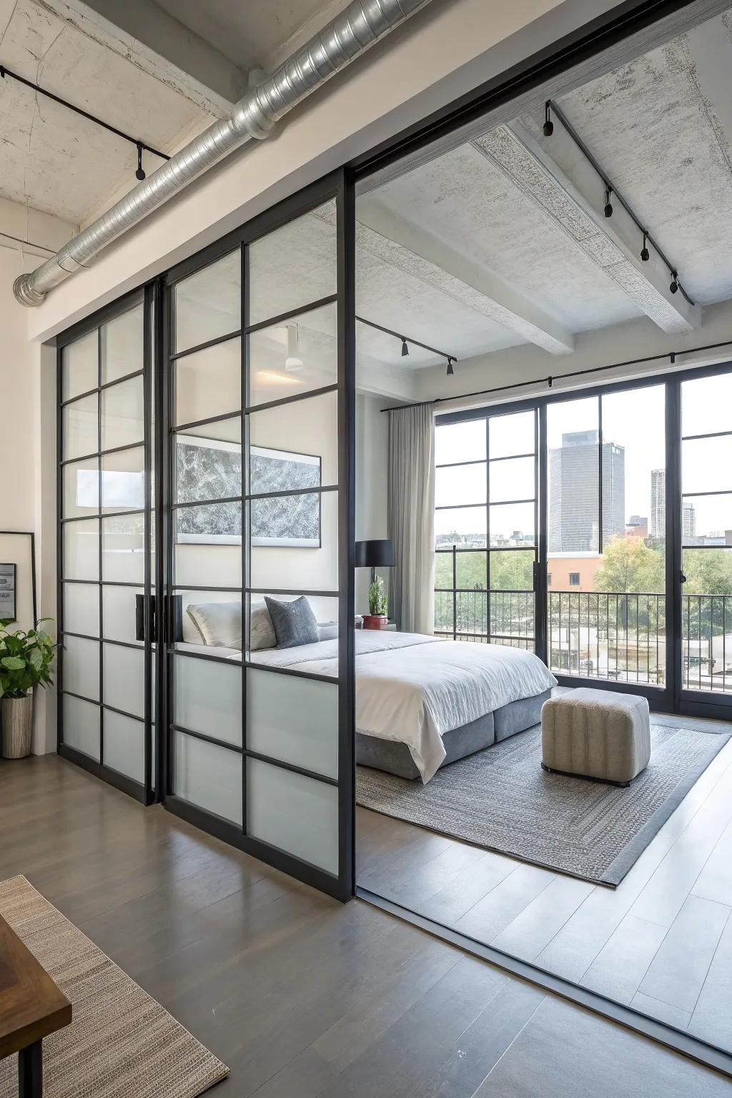 Conserve space with sleek track doors.