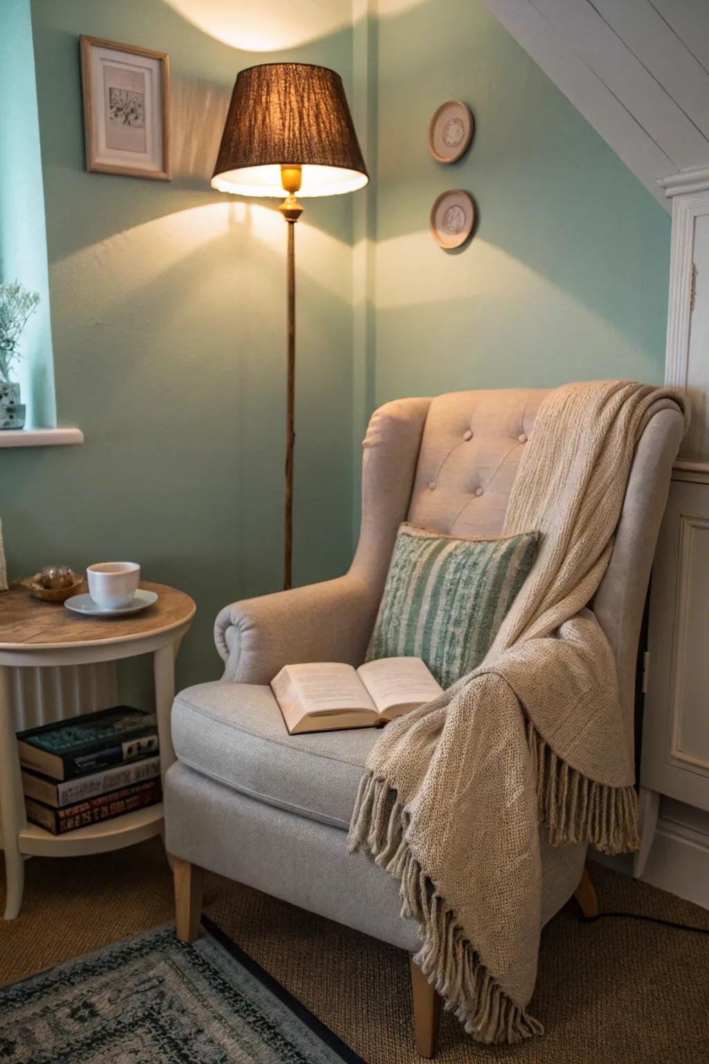 A relaxation area offers a serene spot to unwind.