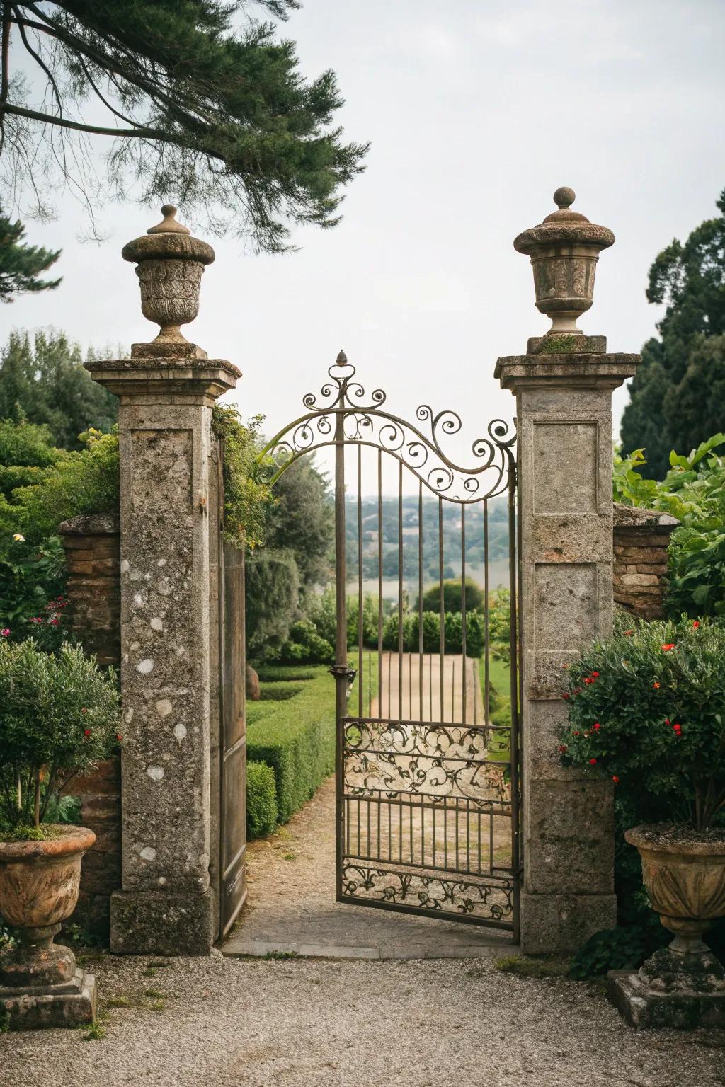 Metal and stone combinations make for grand entrances.