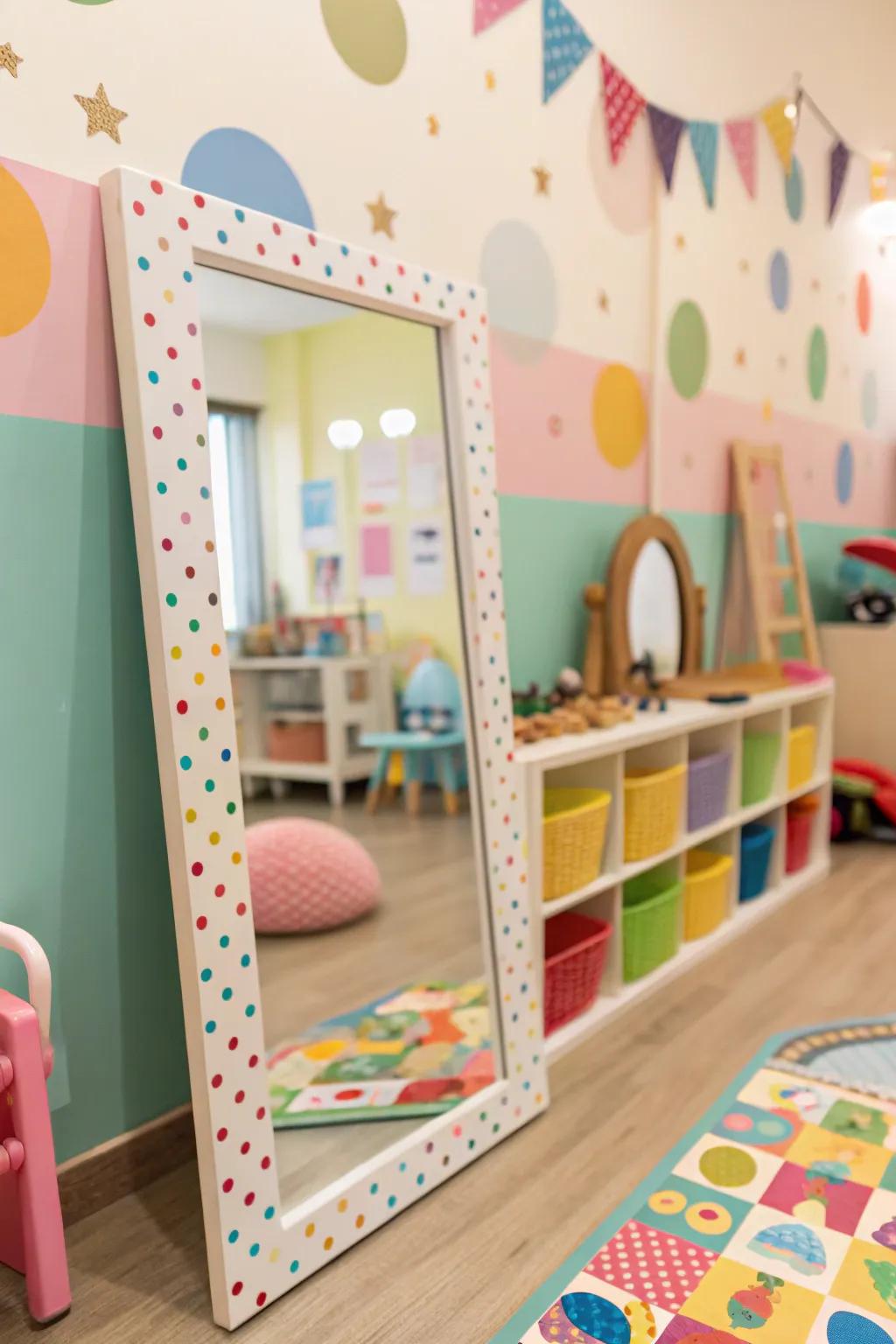 Polka dots create an upbeat and cheerful ambiance.