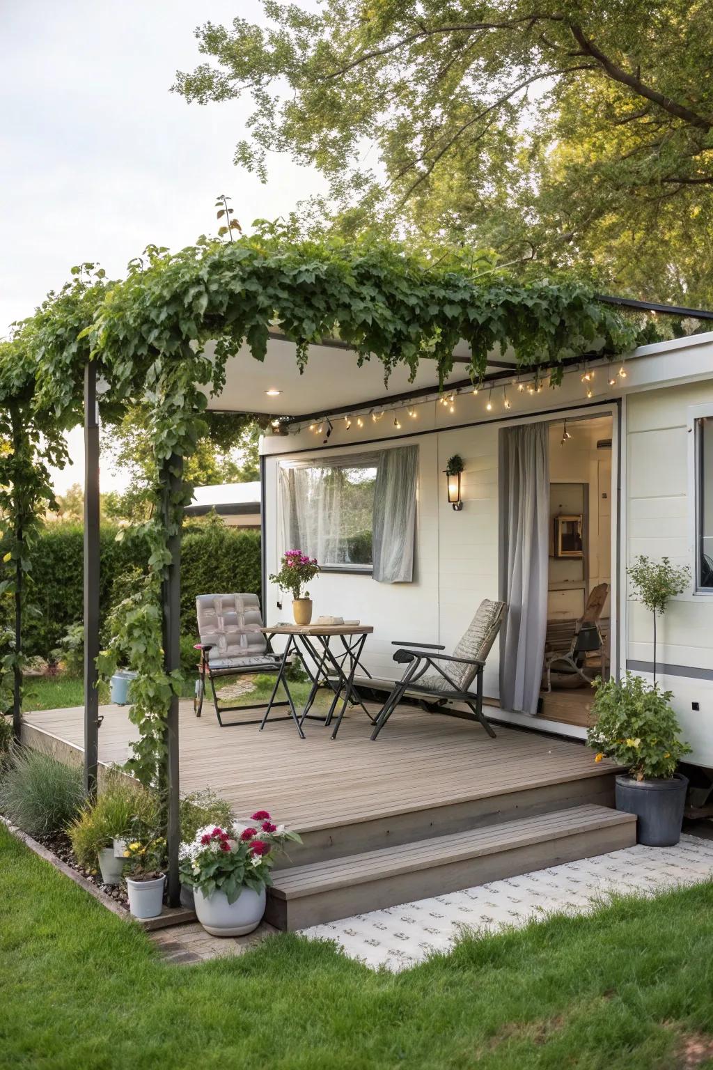 A stylish pergola that adds shade and beauty.