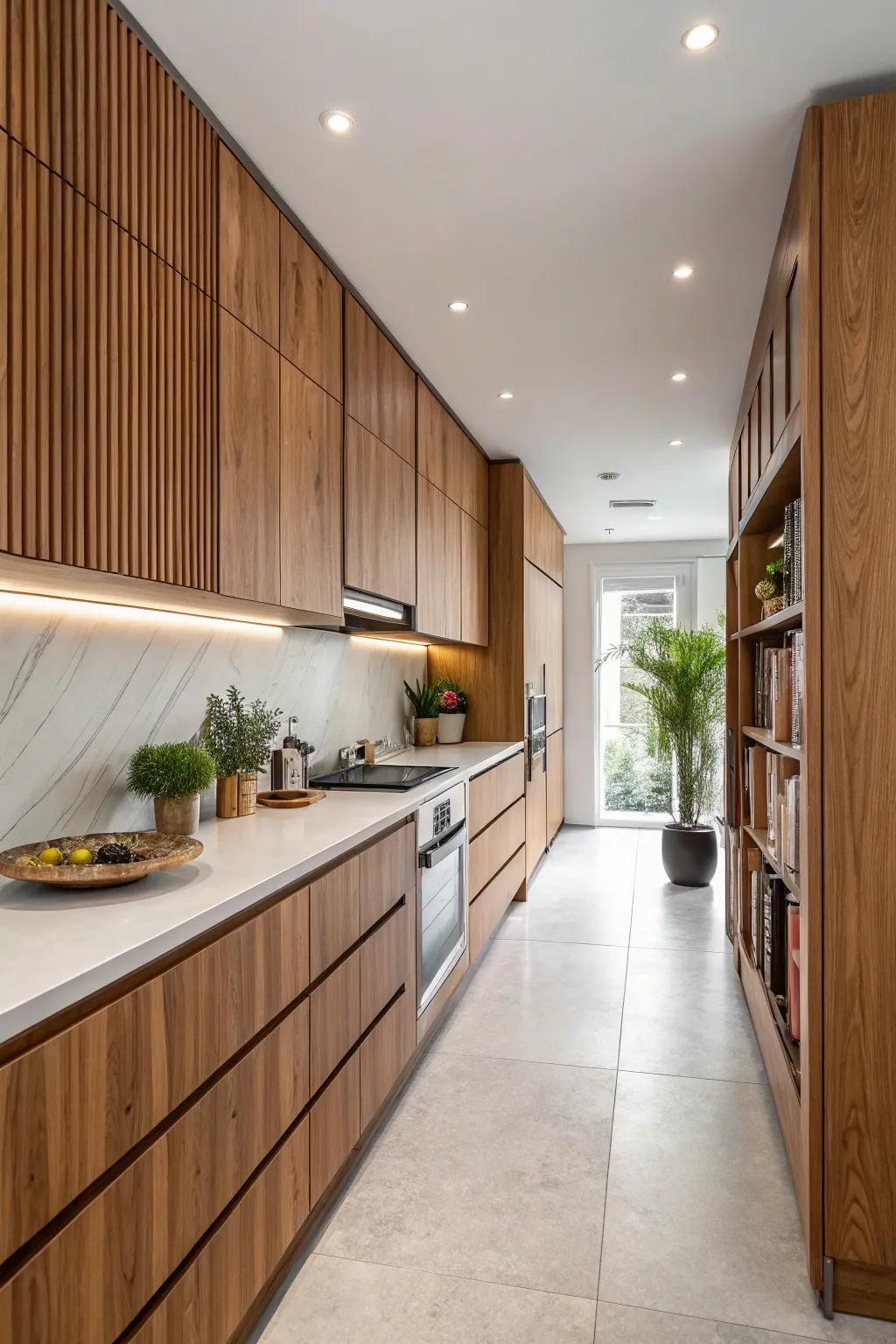 Vertical lines contribute height and spaciousness.