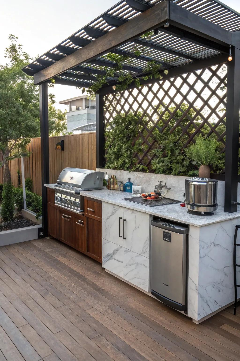 An outdoor kitchen elevates your entertaining game in your man cave.