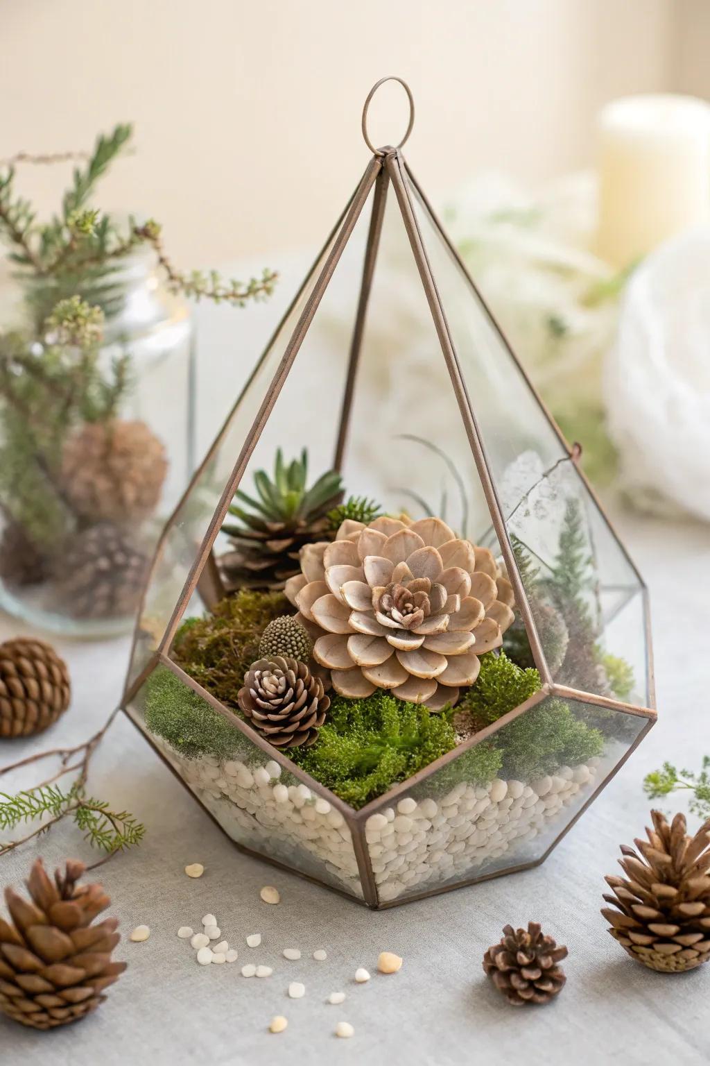 Discover the art of nature with a Pinecone Blossom Indoor Garden&mdash;where simplicity meets elegance in a miniature world.