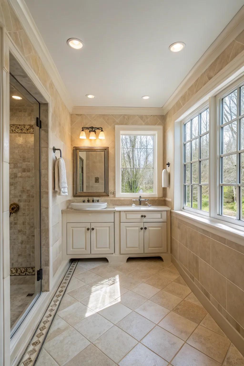 Neutral tones craft a serene and timeless look.