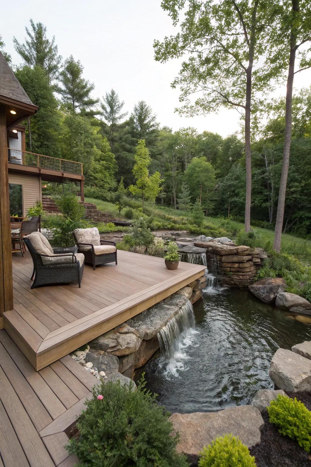 Improve peace with a water feature on your deck.