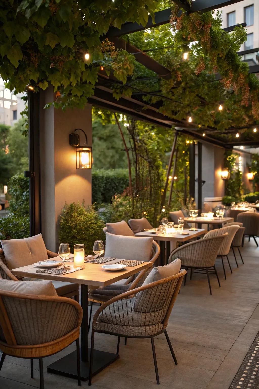 Stylish outside areas encourage guests to unwind.