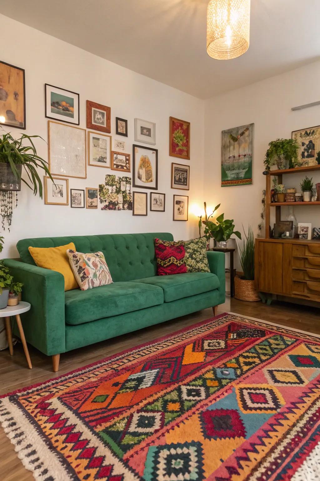 Eclectic colors in rugs highlight personality and vibrancy.
