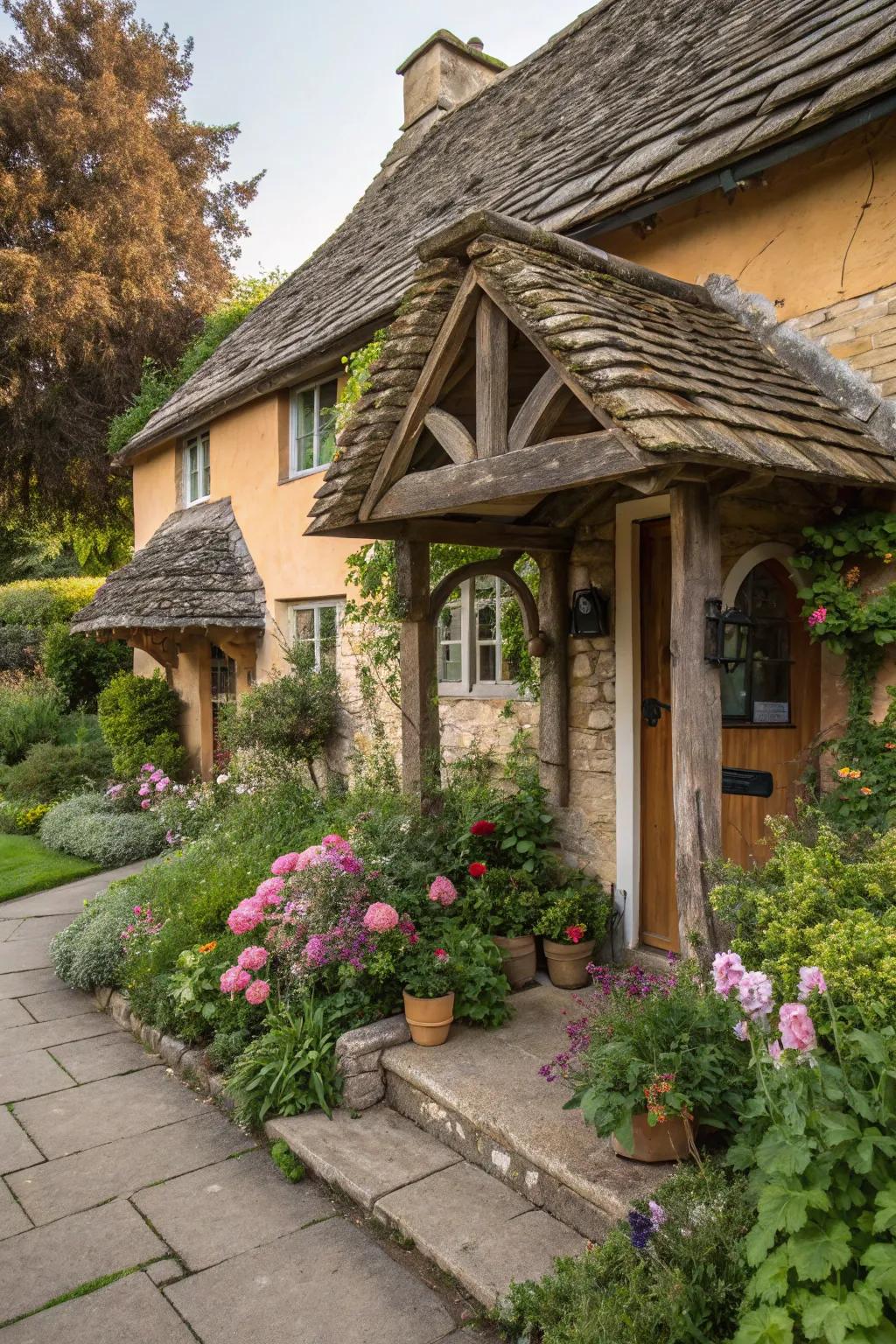 Stone slabs provide a sturdy, timeless look.