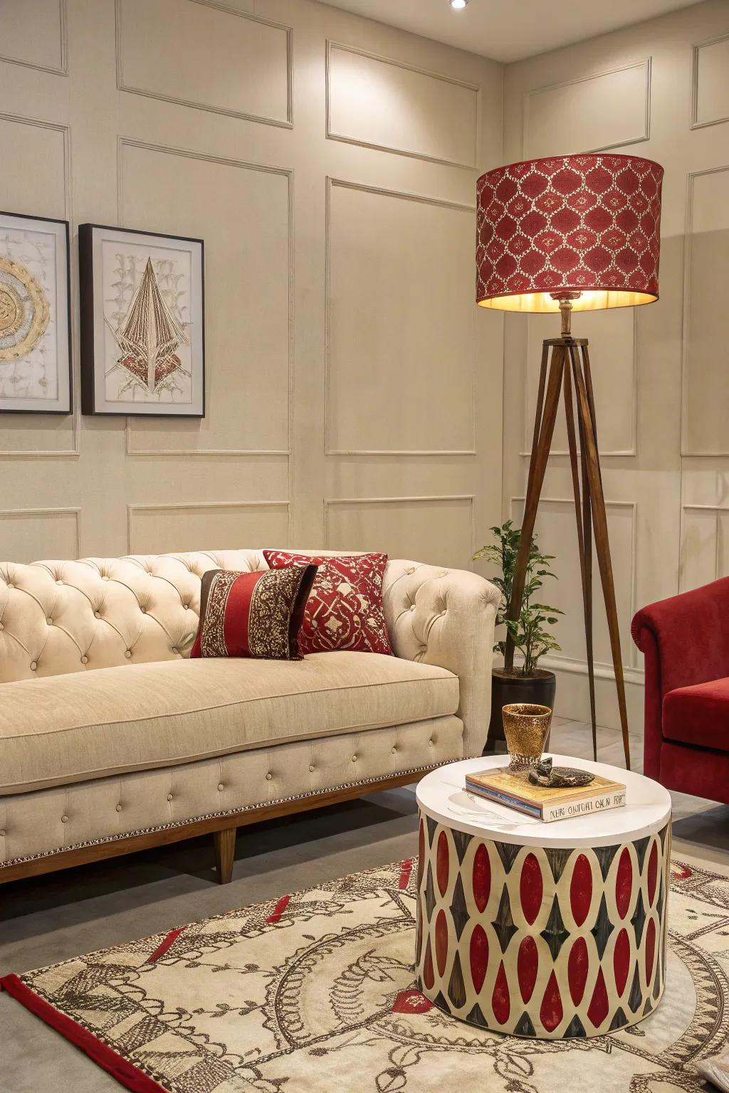 Statement furniture acts as art, enhancing the boho aesthetic.