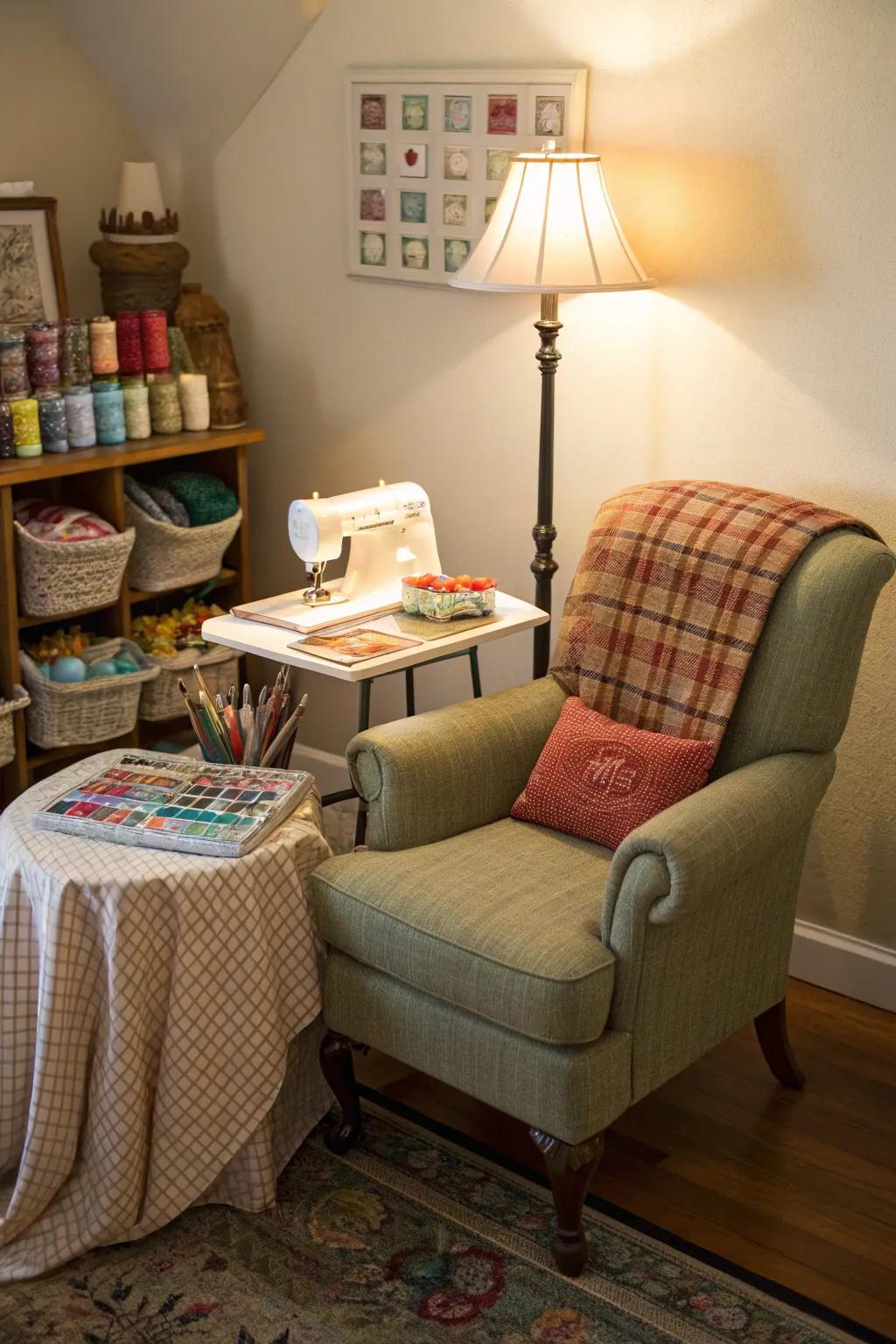 A cozy corner provides focused inspiration.