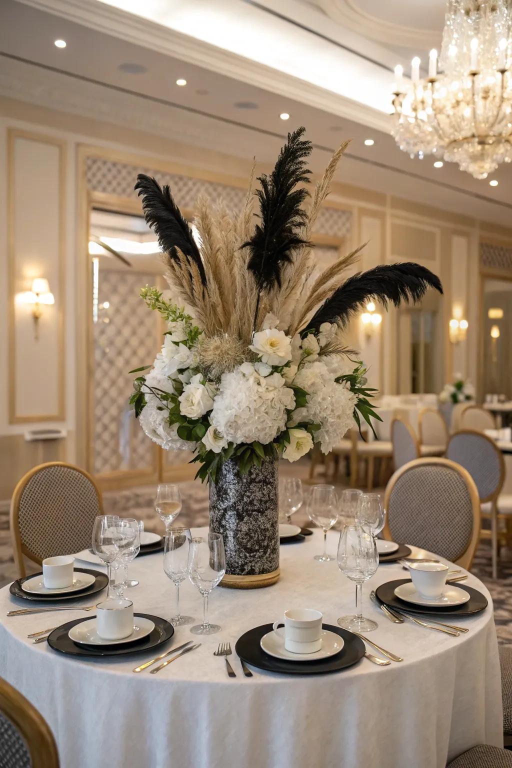 Single-color elegance brings style to this centerpiece.