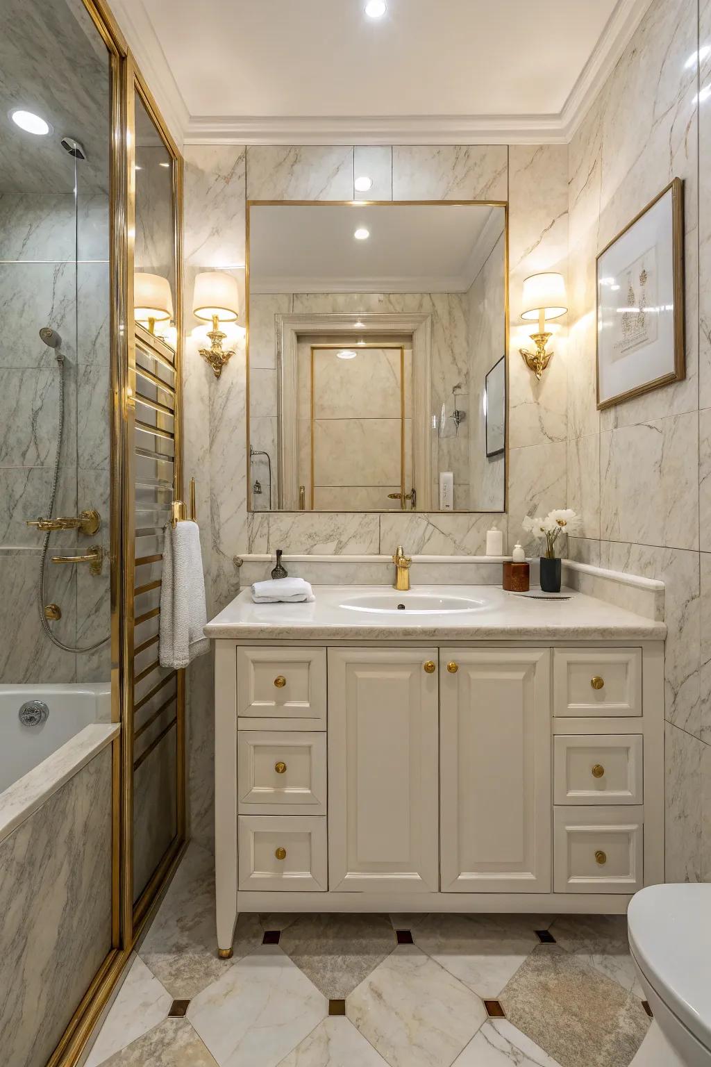 Stone tiles bring luxury and elegance to small spaces.