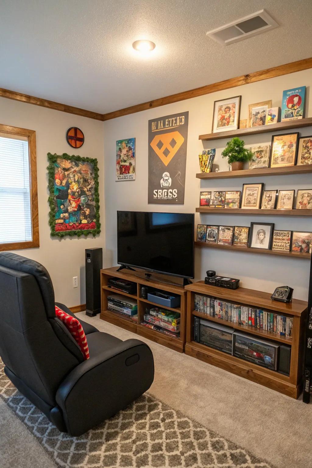 DIY touches personalize your gaming room, making it truly unique.