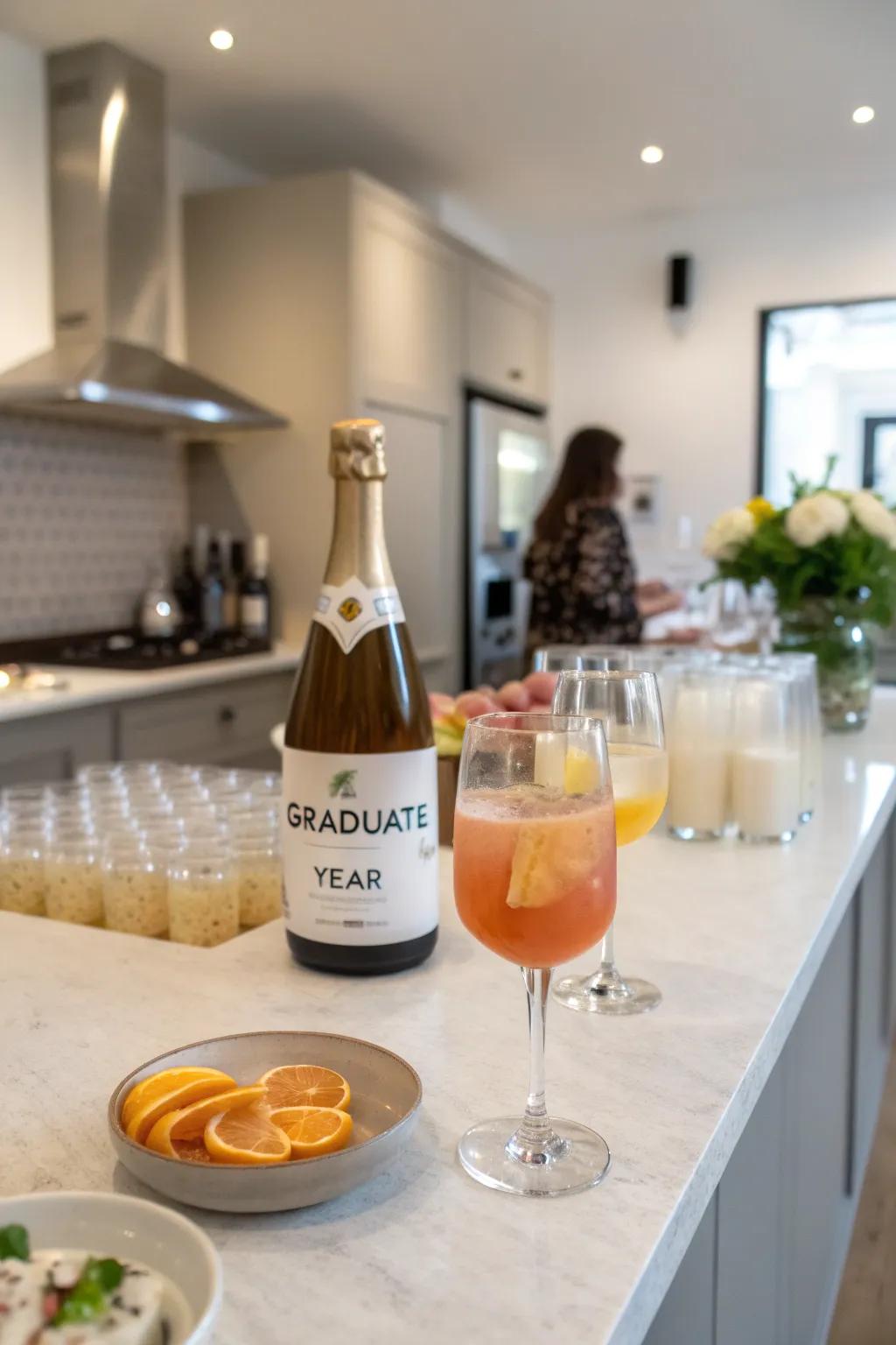 Custom drink labels bring a personalized aspect to the celebration.