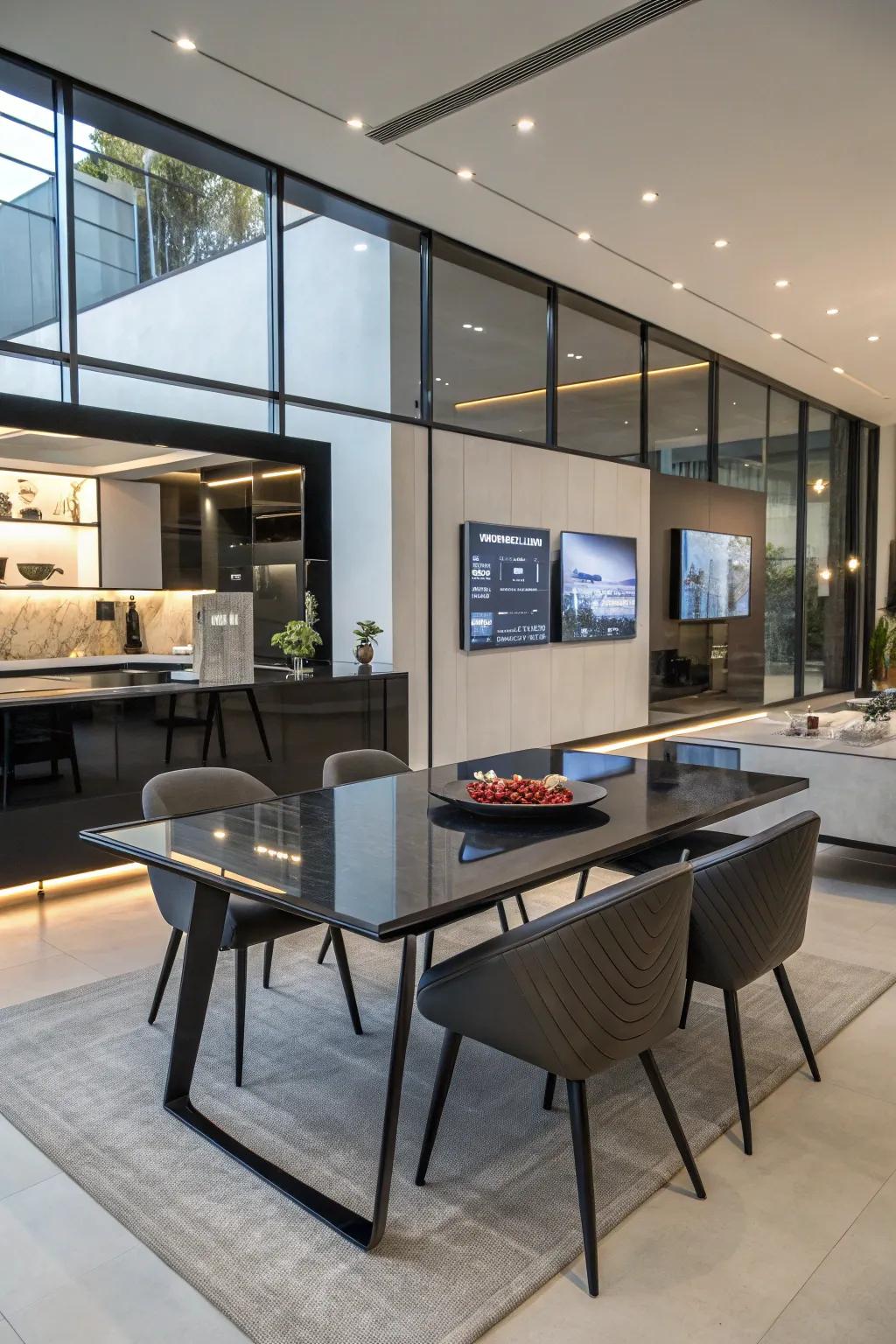 Embrace the future through a sleek and modern table arrangement.