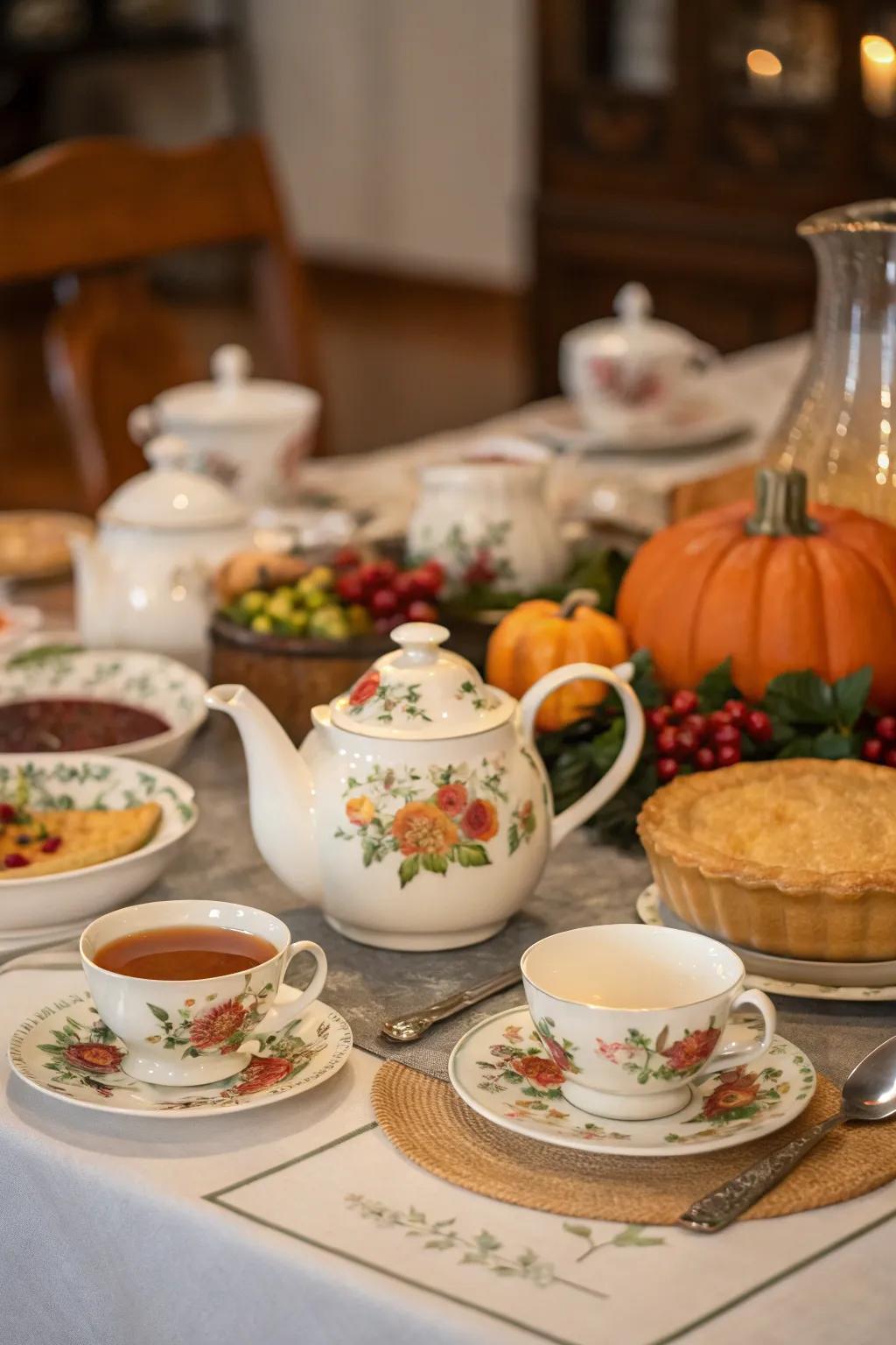 A tea party injects elegance and charm into Thanksgiving celebrations.