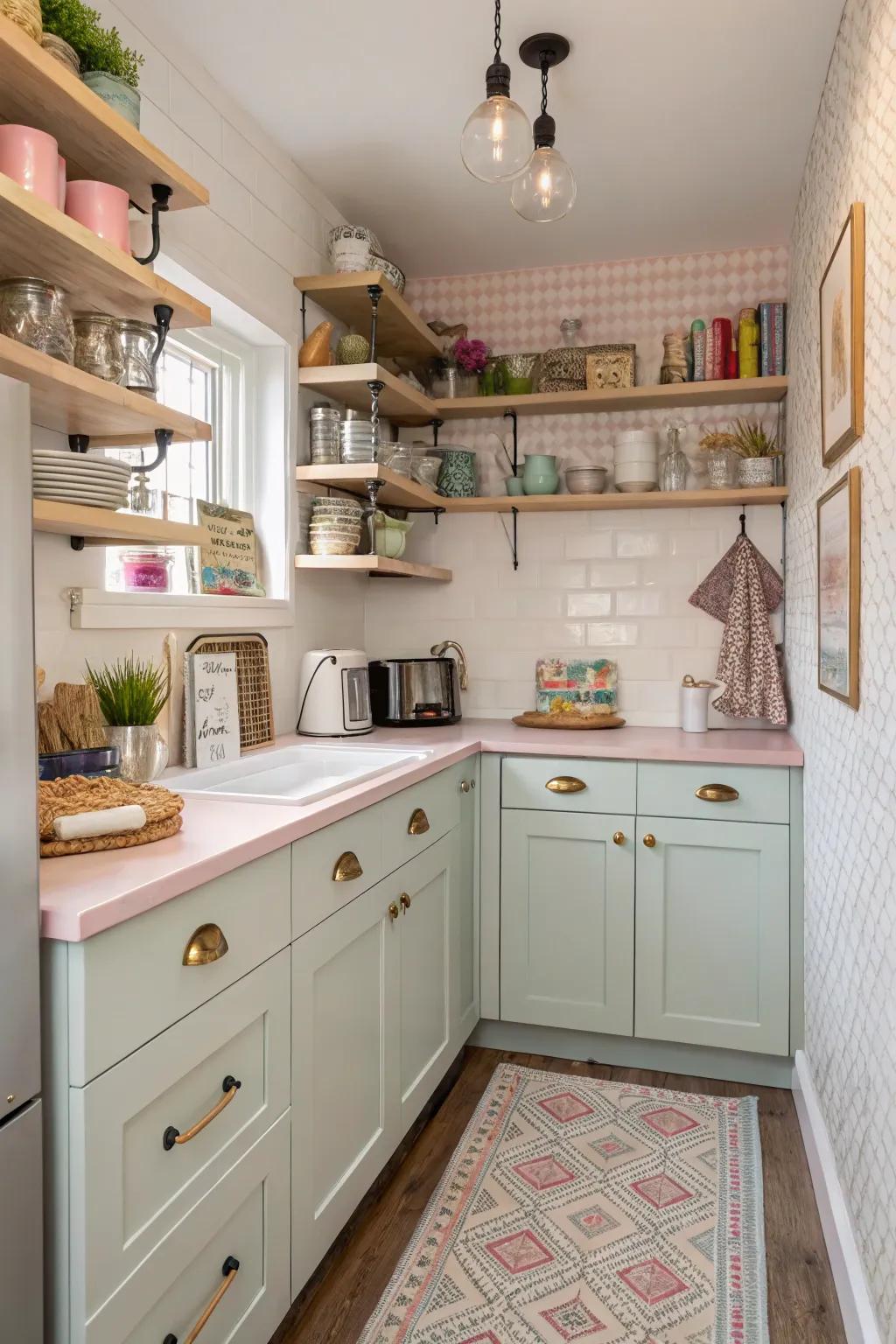 Recesses offer clever storage and decor solutions in small kitchens.