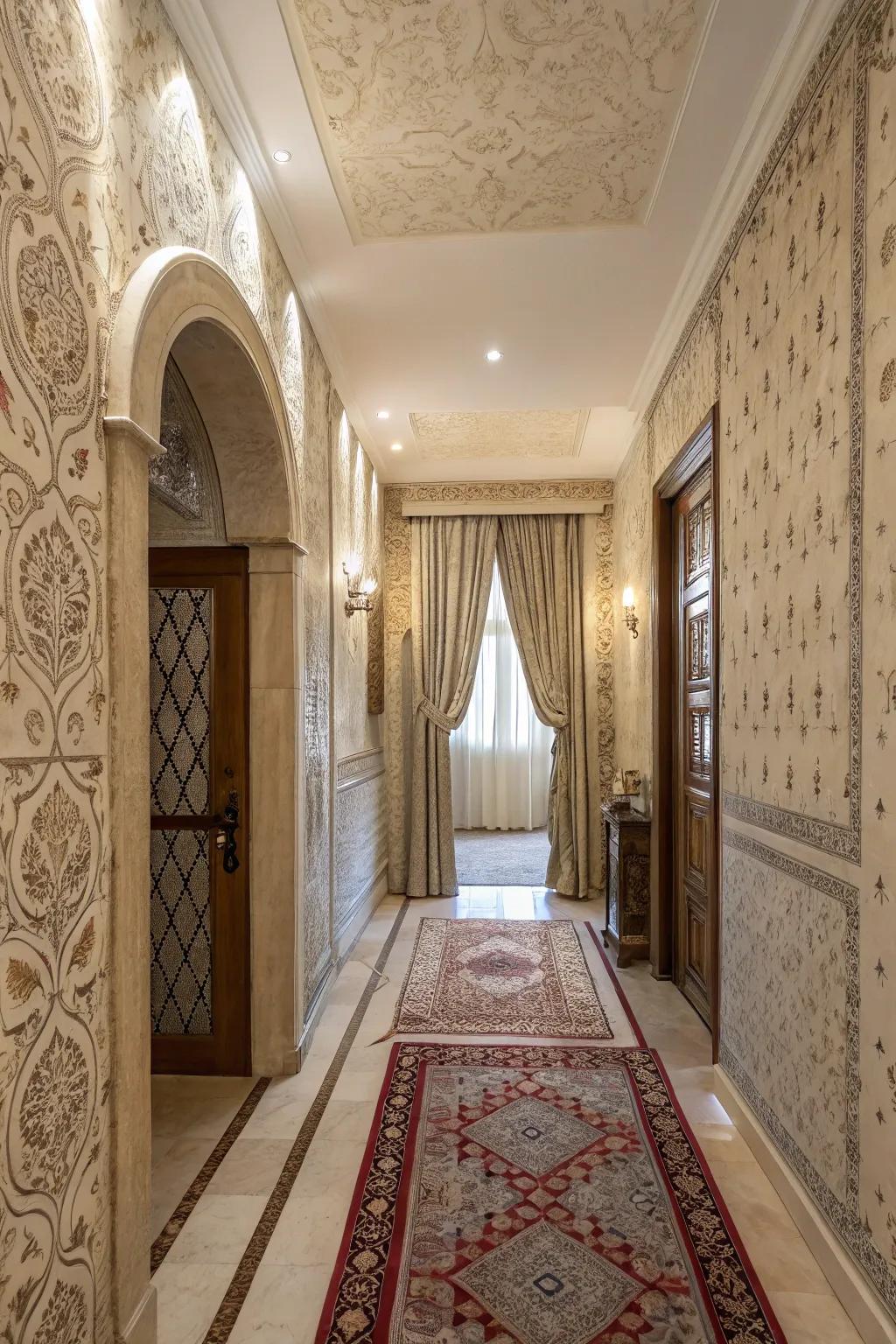 Your entryway design gains depth and intrigue with subtle patterns.