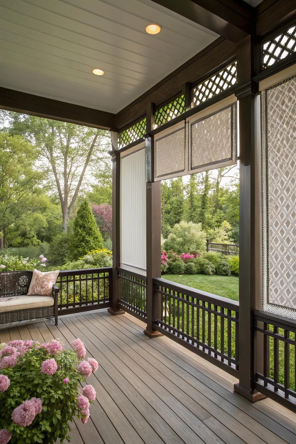 Create a private retreat with customized privacy screens.