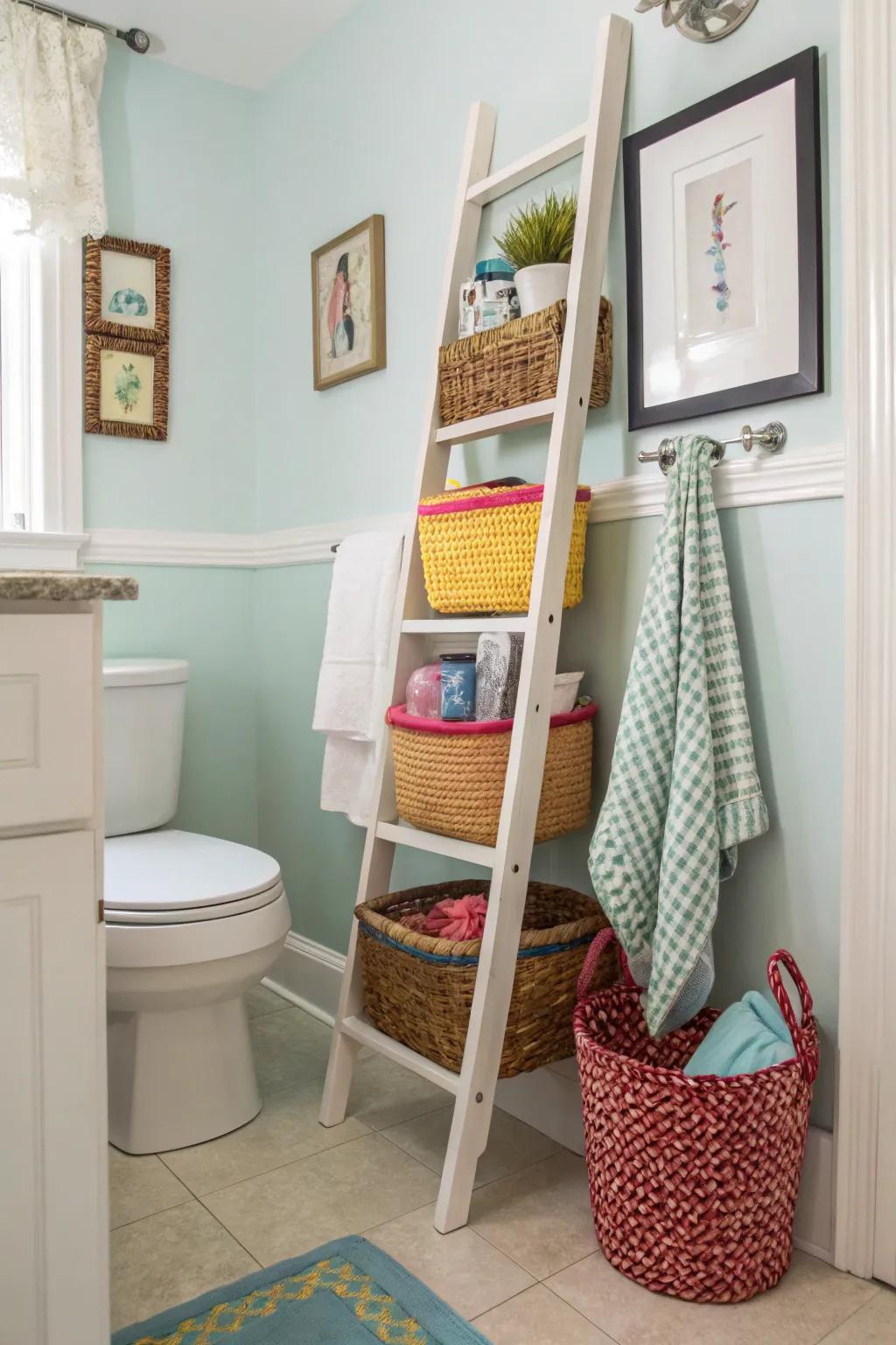 An ornamental ladder adds both function and flair.