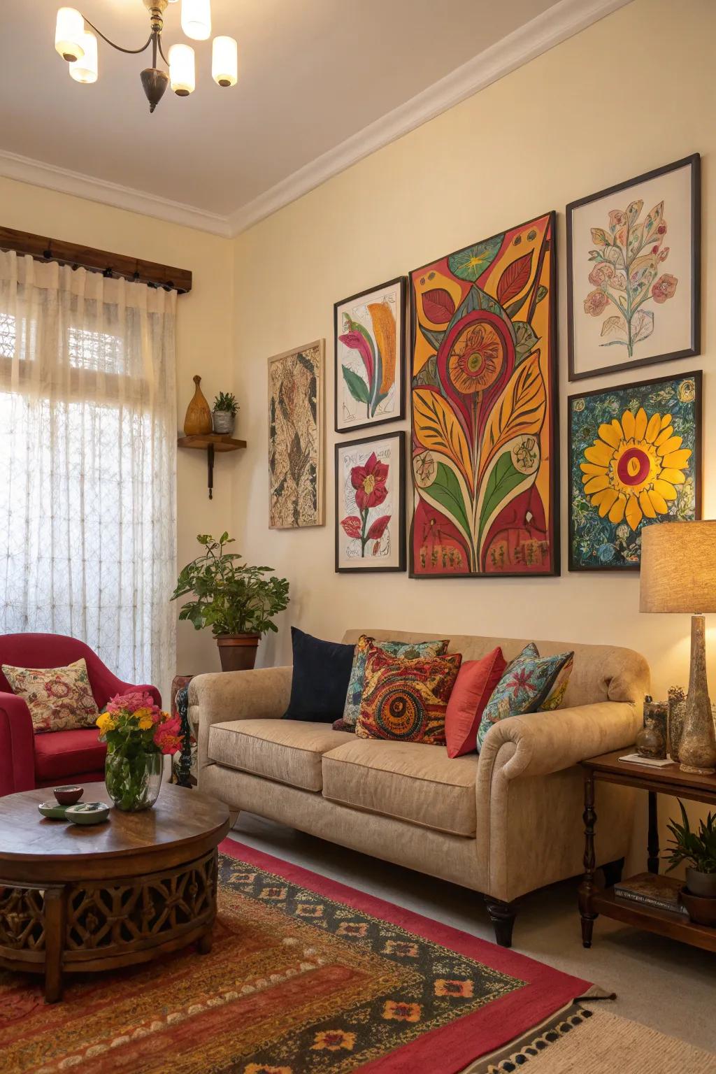 Colorful art details bring vibrancy and life to your space.