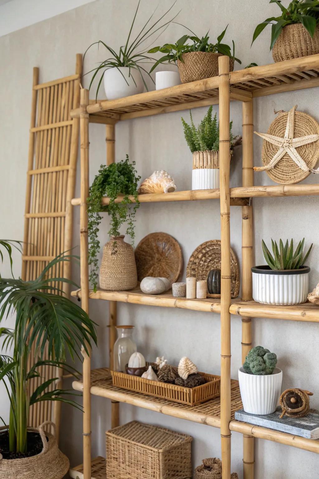 Adopt a sustainable approach using bamboo shelves.