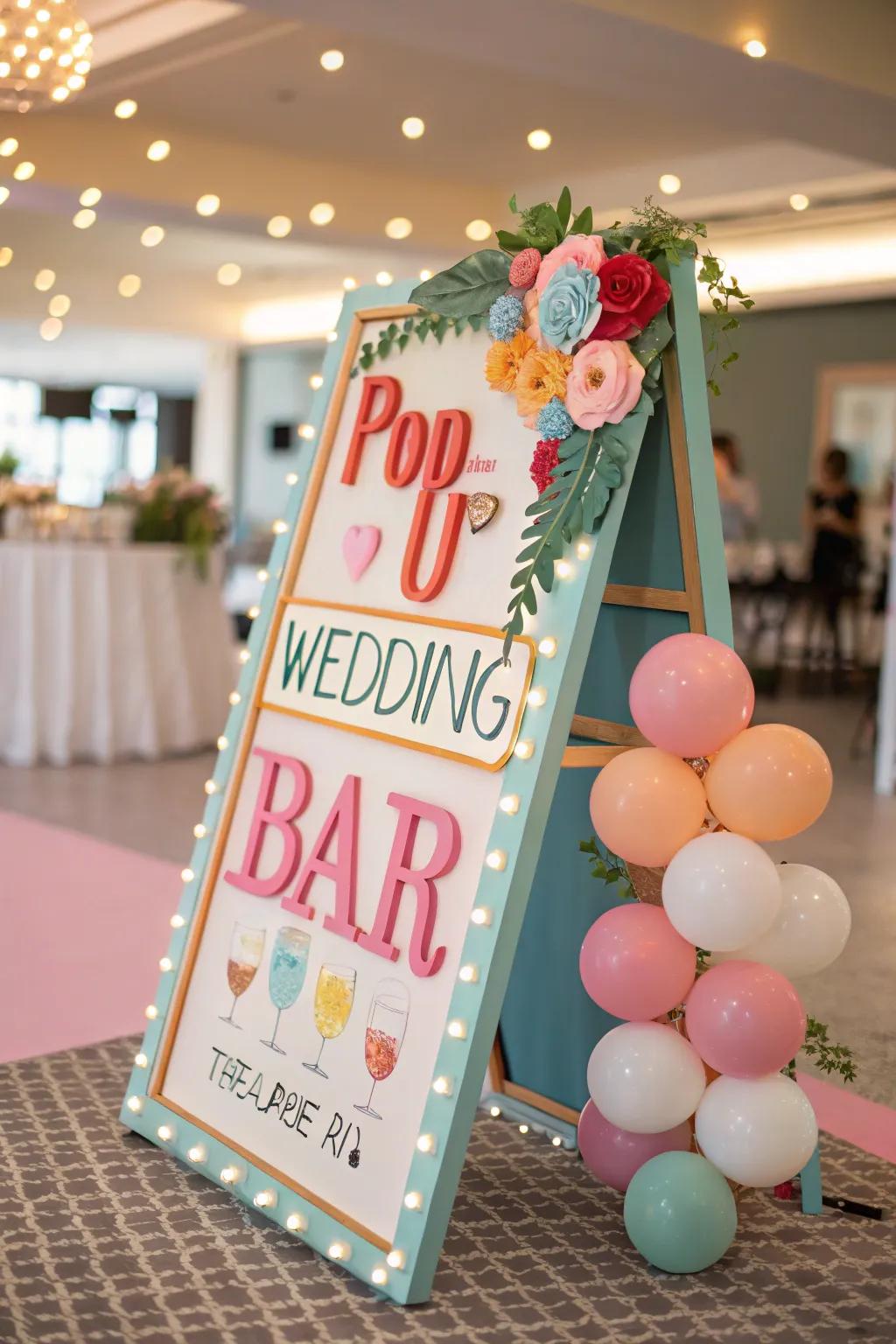 A playful elevated bar sign.