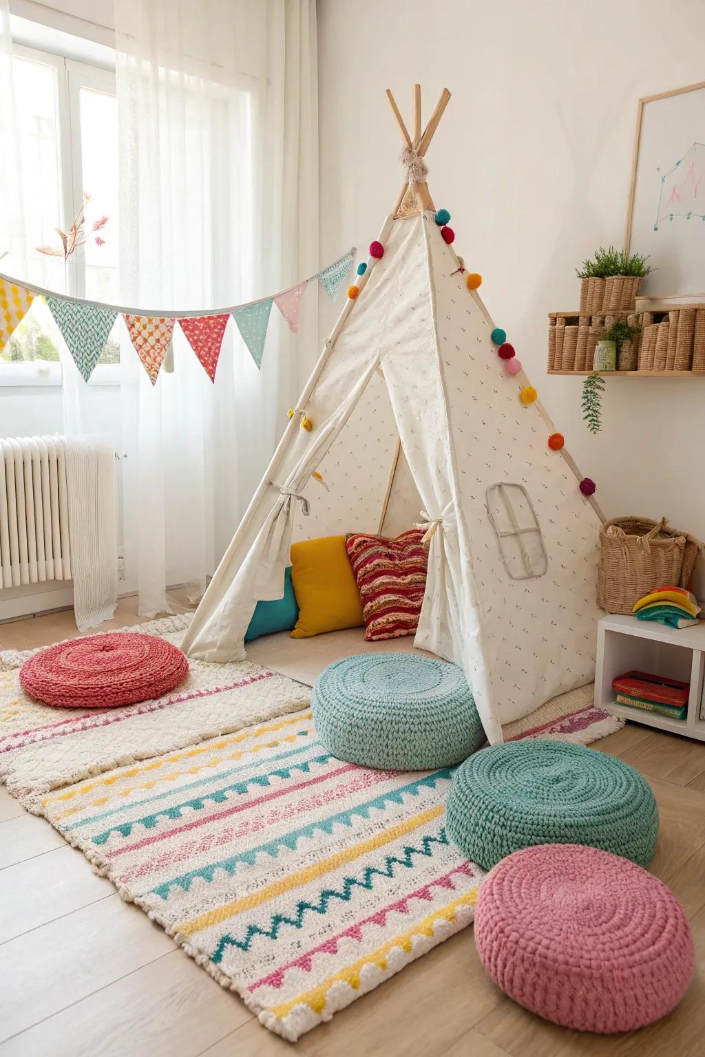 An indoor tent offers a secure and creative play space for your toddler.