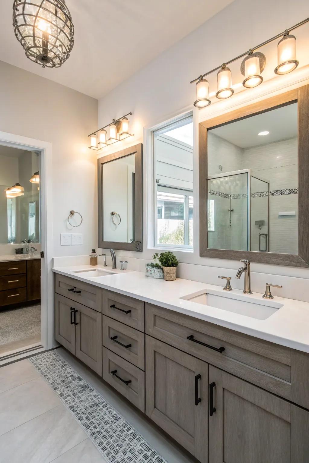 A dual sink setup adding a touch of luxury and utility.