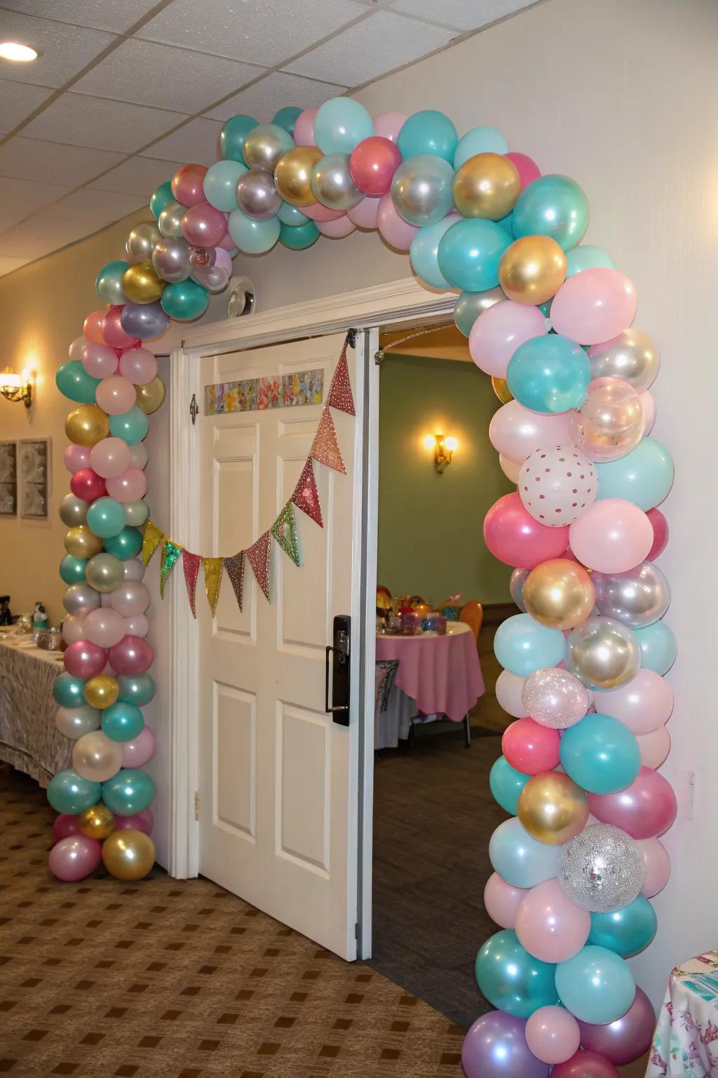 Create a great entrance with a stunning balloon gateway.