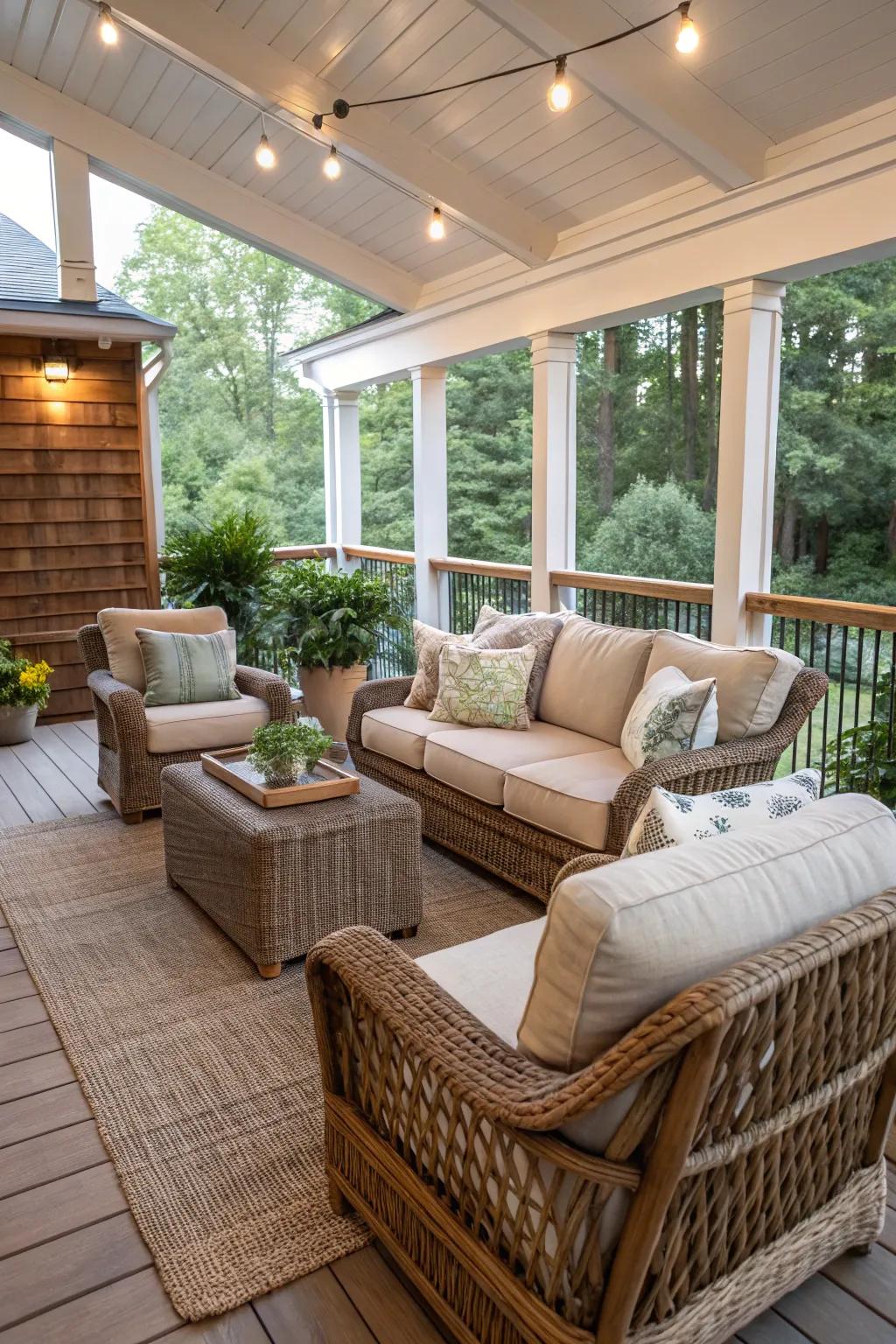 An inviting seating space ideal for relaxation.