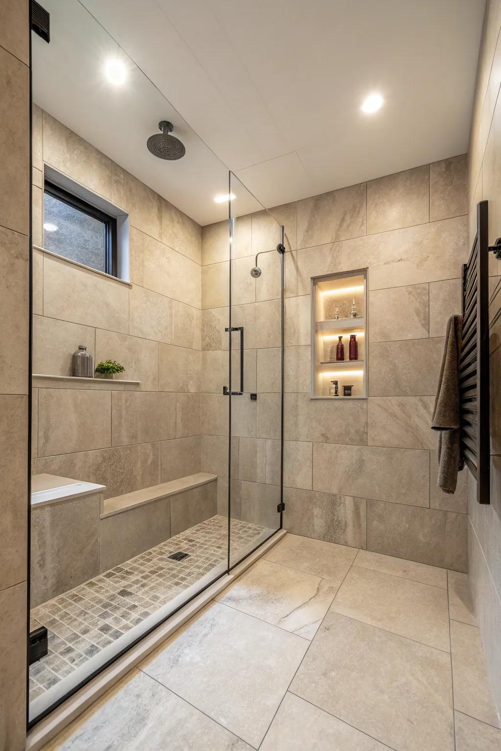 Large-format tiles provide a smooth and continuous visual effect.