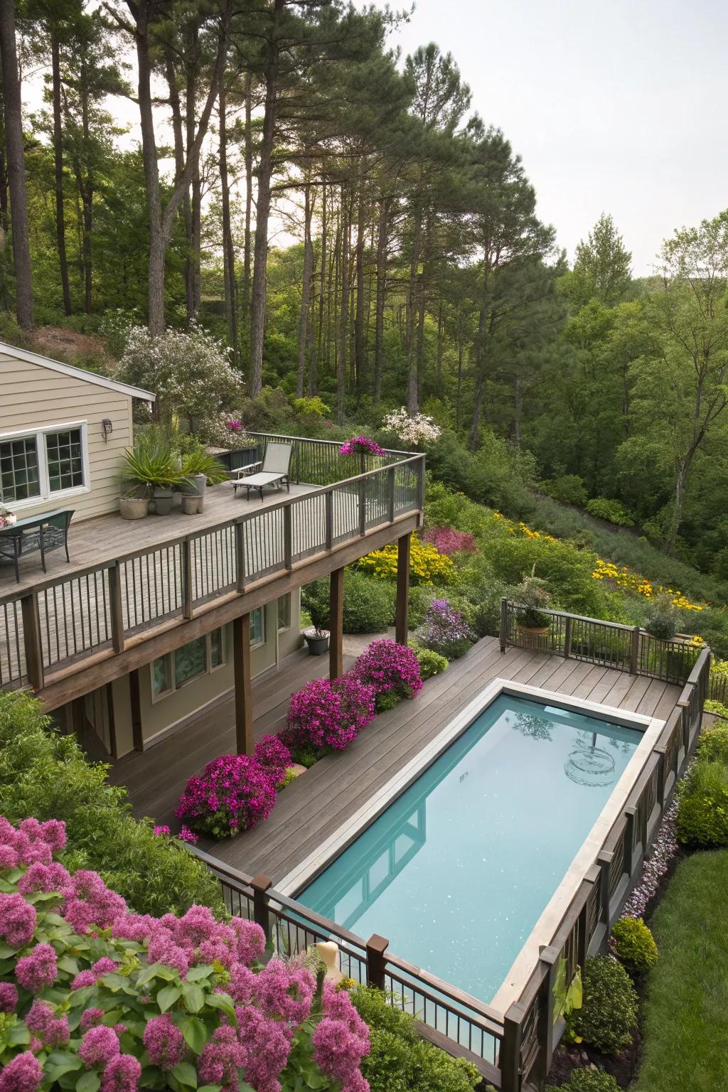 Get a better vantage point with a raised pool deck.