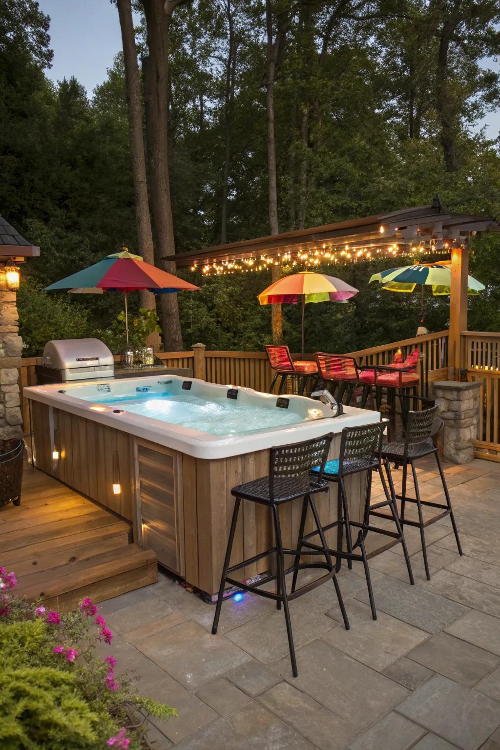 A swim-up refreshment station enhances your backyard's entertainment value.
