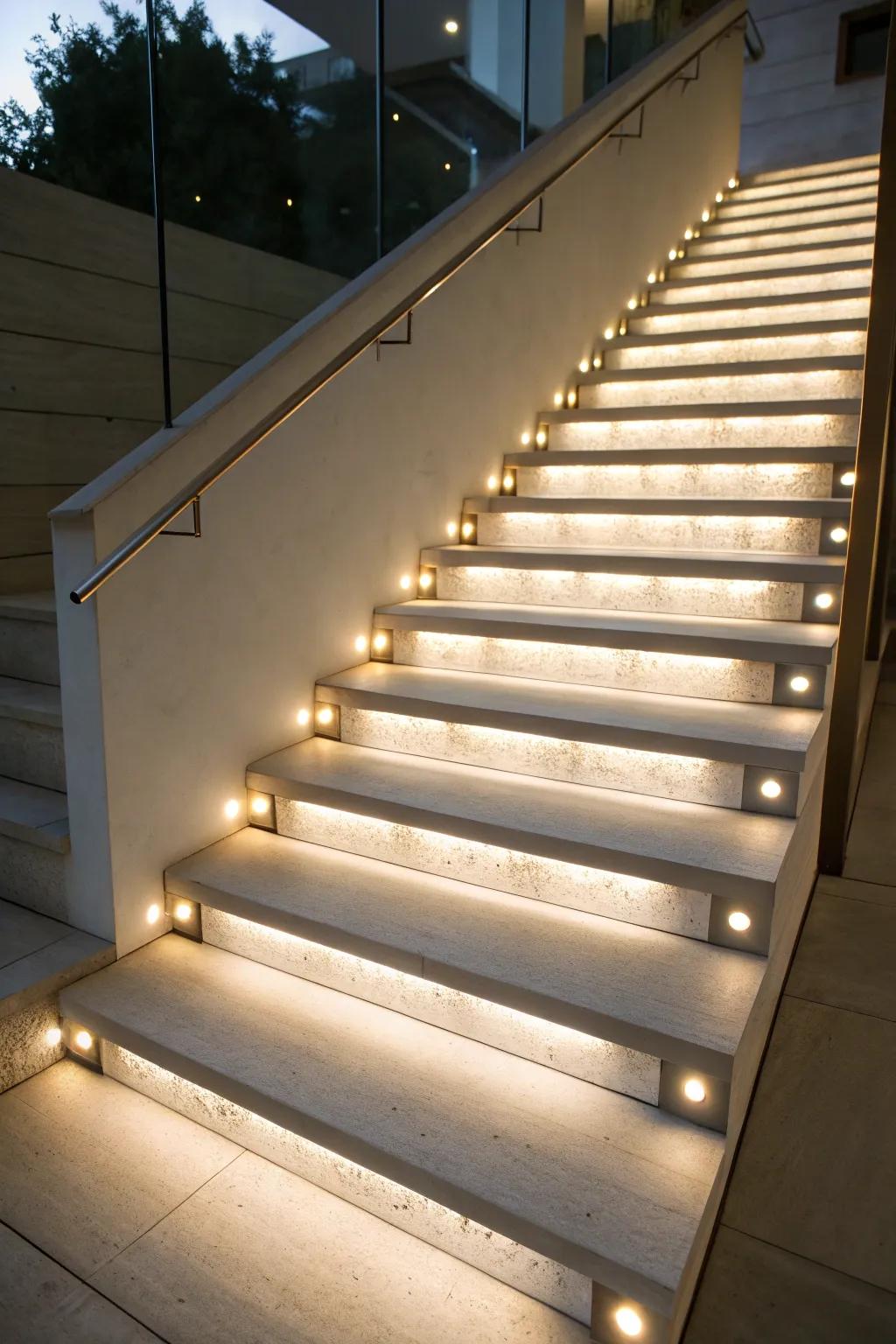 Integrated luminaires add an element of sophistication and safety to staircases.