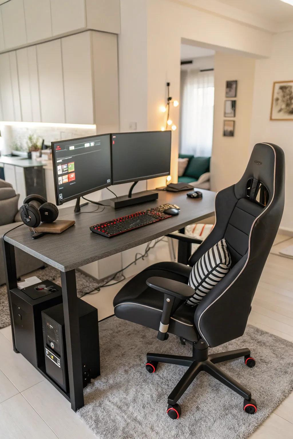 A thoughtfully planned gaming setup marries visual appeal with practicality.