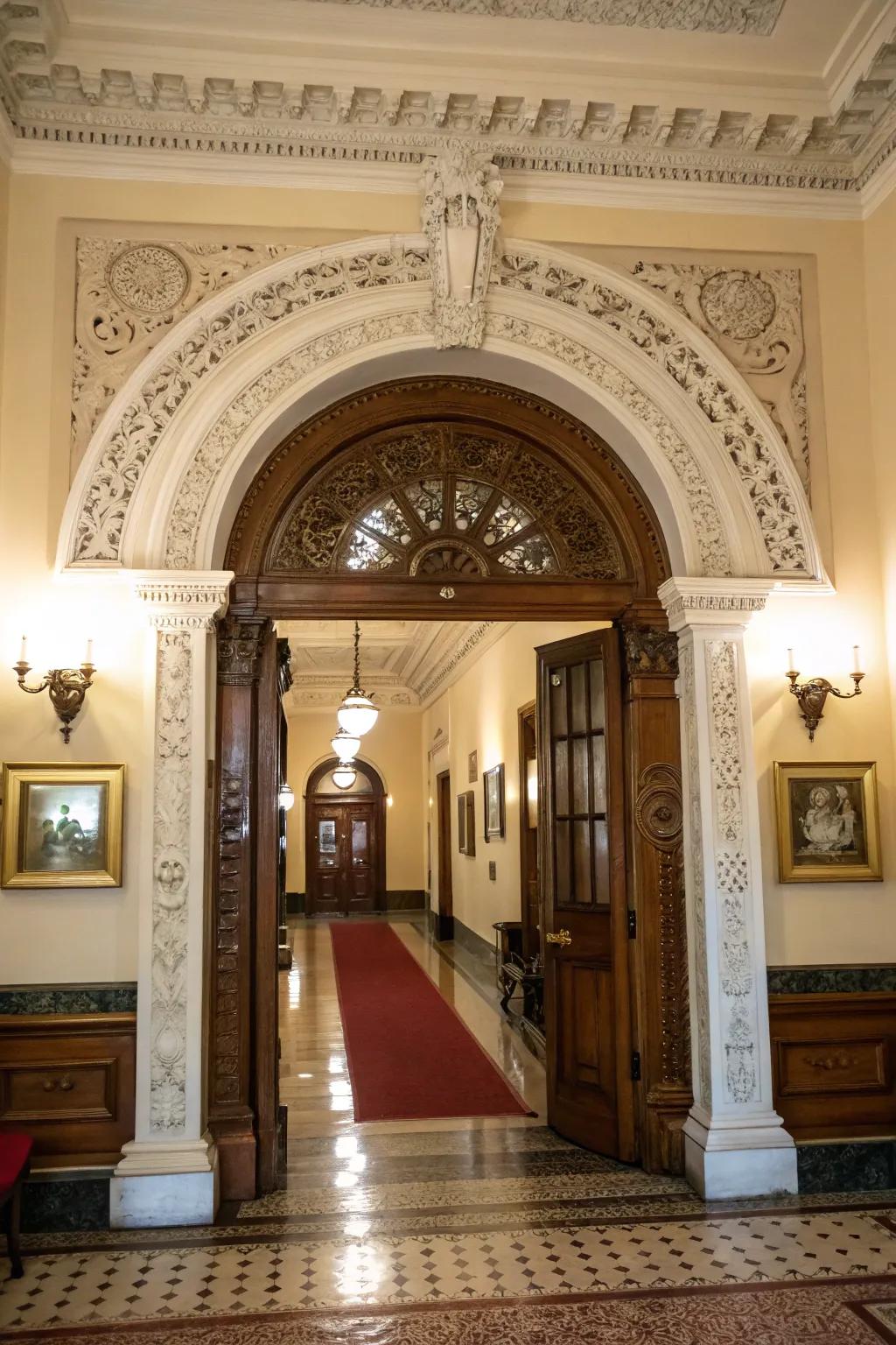 A traditional arched doorway exuding timeless elegance in a classic interior.