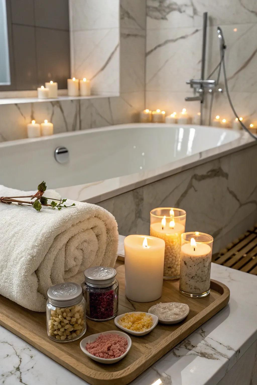 Transform her bathroom into a peaceful home spa haven.