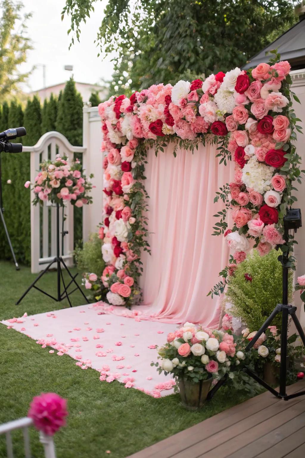 An impressive flower backdrop for a baby shower, great for capturing lasting memories.