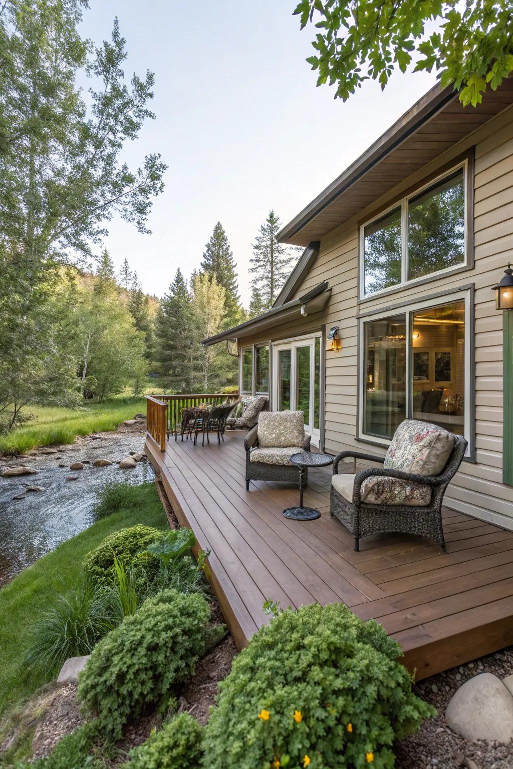 Wraparound decks provide easy transitions from indoors to outdoors.