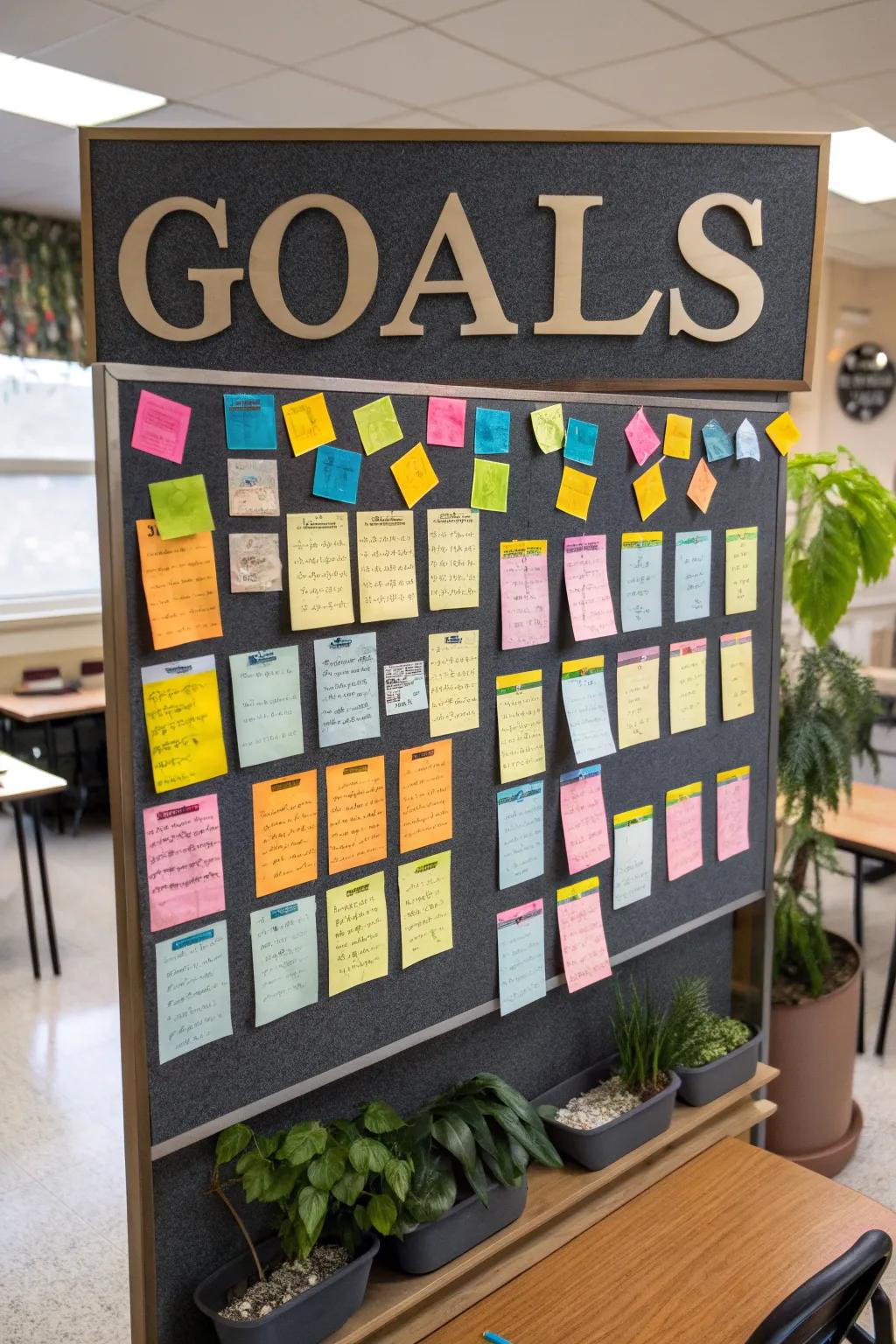 Inspire achievement with an interactive goal-setting bulletin board.
