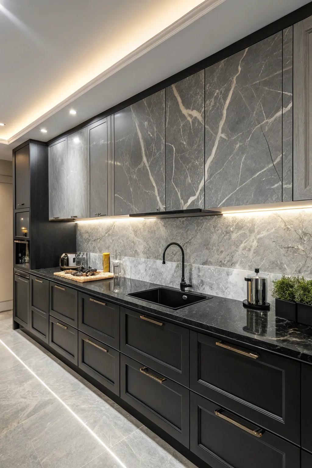 Silver stone backsplashes add a touch of elegance to any kitchen.